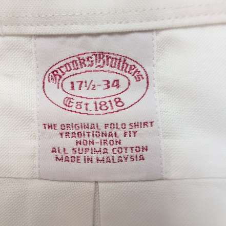 Chemise Brooks Brothers 17.5 XXL 3XL Blanc Supima Coton Poche USA