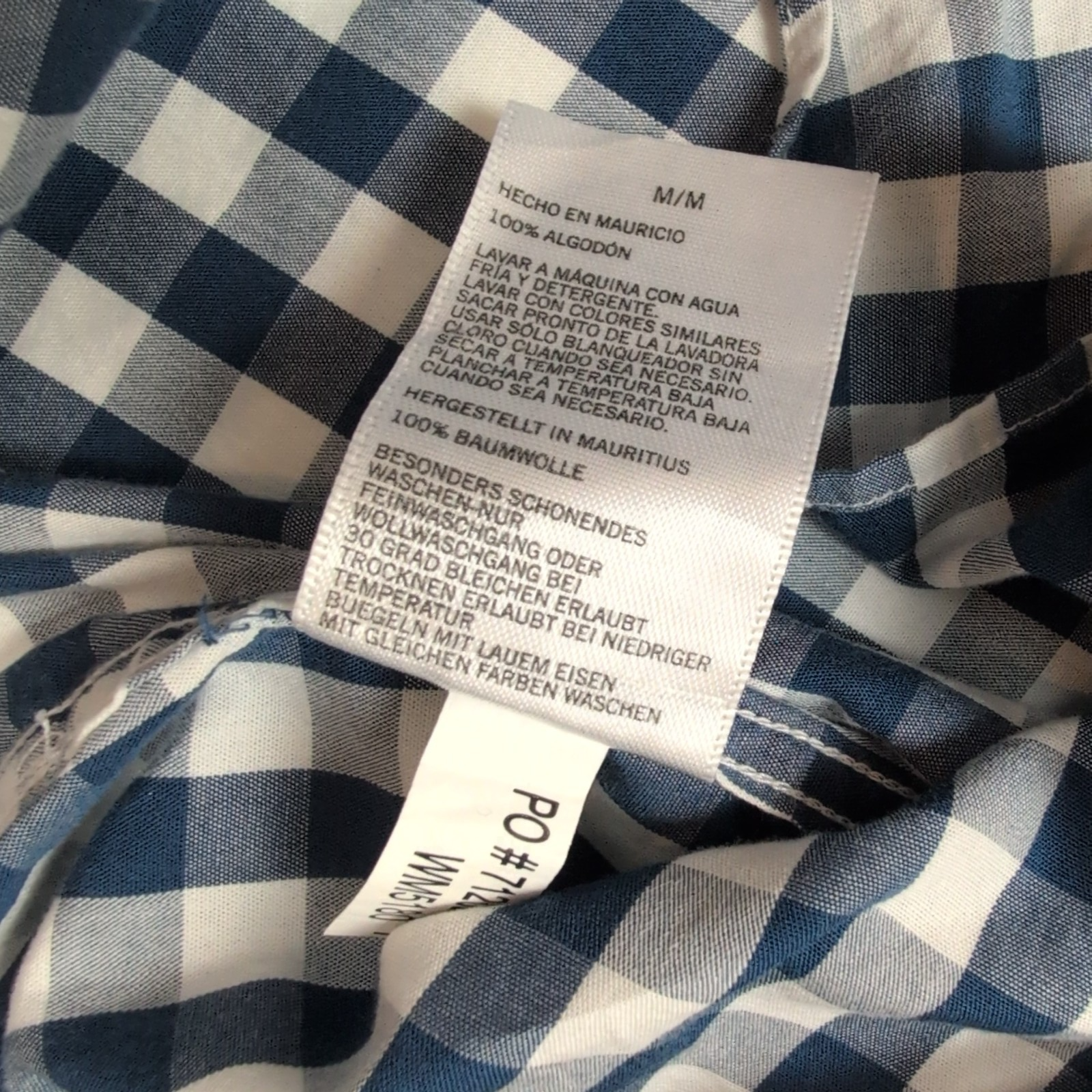 Chemise Nautica M Bleu Blanc Carreaux Manches Courtes 100% Coton
