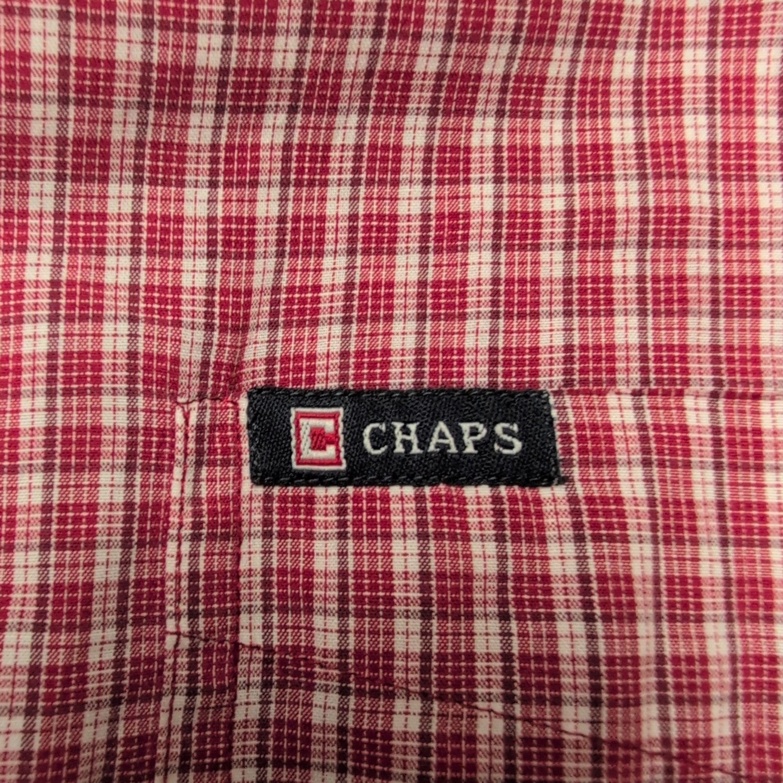 Chemise CHAPS rouge bordeaux à carreaux manches courtes taille XL 1 poche homme