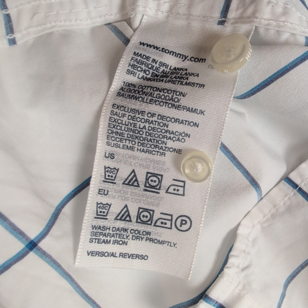 Chemise Tommy Hilfiger blanche à grands carreaux bleus Custom Fit M