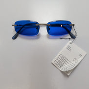 Lunettes de soleil Y2K Sans Monture Verres Rectangulaires Biseautés Teintés Bleu