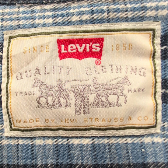 Chemise LEVI'S Homme XXL/3XL Bleue à Carreaux Boutons Métal Modèle Rare