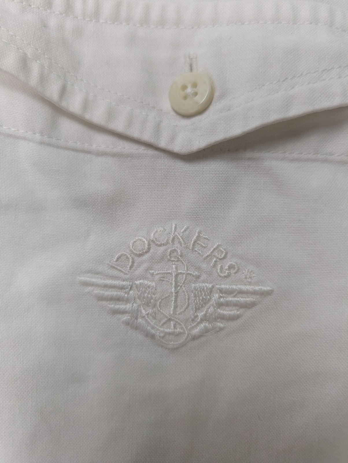 Chemise Dockers blanche unie 1 poche manches longues homme taille XL