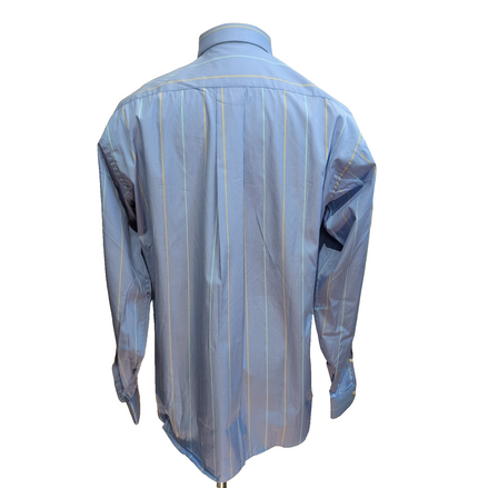 Chemise FLAG Taille M/L Made in Italy Bleu Rayures Coton Neuve Sans Étiquette
