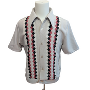 Chemise Maxino USA Vintage Grise Motif Losanges Manches Courtes L XL