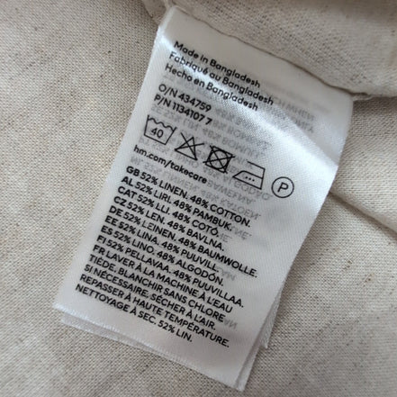Chemise H&M XL Regular Fit Lin Coton Crème Manches Longues Comme Neuve
