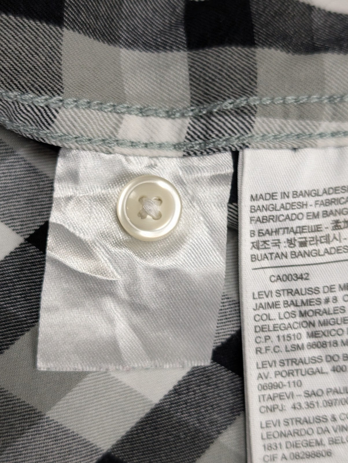 Chemise Levi's Western Noir et Blanc Carreaux Pressions Nacrées - Taille L