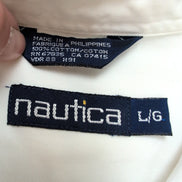 Chemise Nautica vintage col pointe L blanche coton logo brodé rare manches long