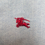 Chemise BURBERRY L Bleu Oxford Logo Rouge 100% Coton Manches Longues