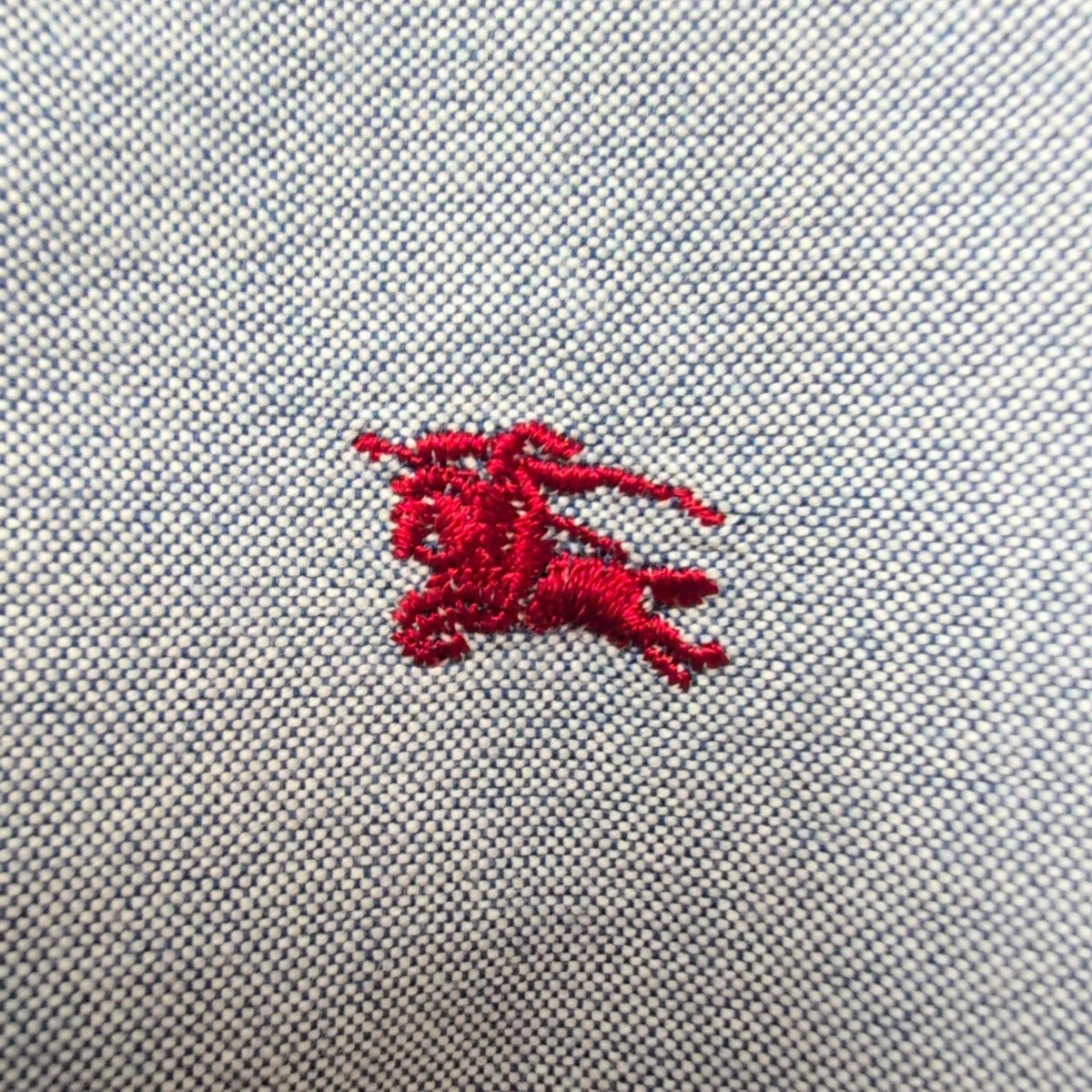 Chemise BURBERRY L Bleu Oxford Logo Rouge 100% Coton Manches Longues