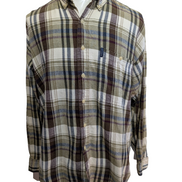 🌲 Chemise CHAPS Ralph Lauren  L Flanelle Carreaux Kaki Bordeaux Coton |307S