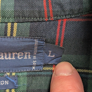 Chemise Polo Ralph Lauren Shirt XL Tartan Vert Rouge Écusson Polo Club Button
