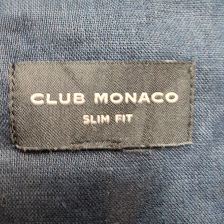 Chemise Club Monaco 100% Lin Bleu Marine Slim Fit Manches Longues Taille S