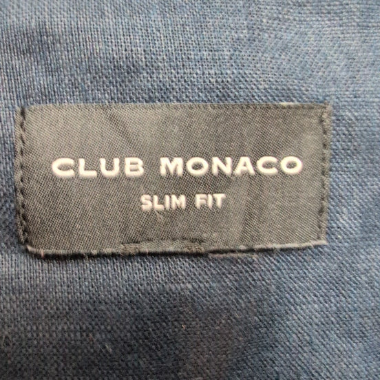 Chemise Club Monaco 100% Lin Bleu Marine Slim Fit Manches Longues Taille S