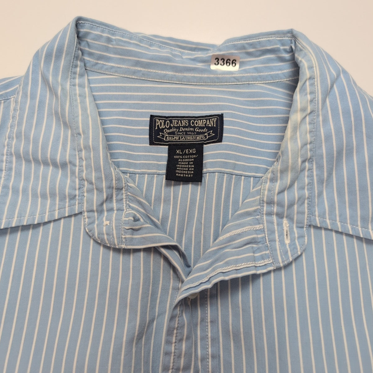 Chemise Polo Ralph Lauren Polo Jeans Company XL Bleu Rayures manches longues