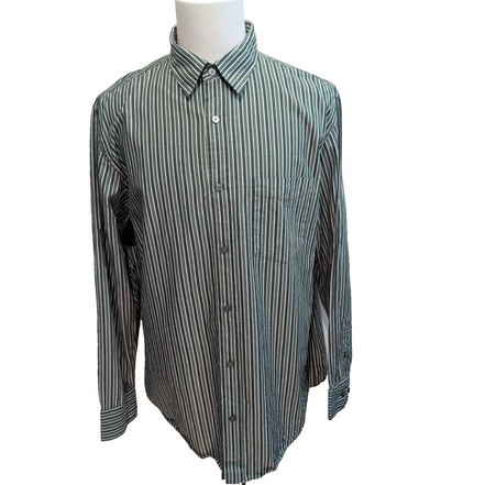 Chemise Banana Republic XL XXL Verte Rayures Blanches manches longues