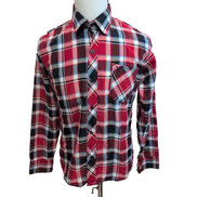 Chemise Vagari S Rouge Noir Carreaux Coton Logo Aigle Poche Made Mexico