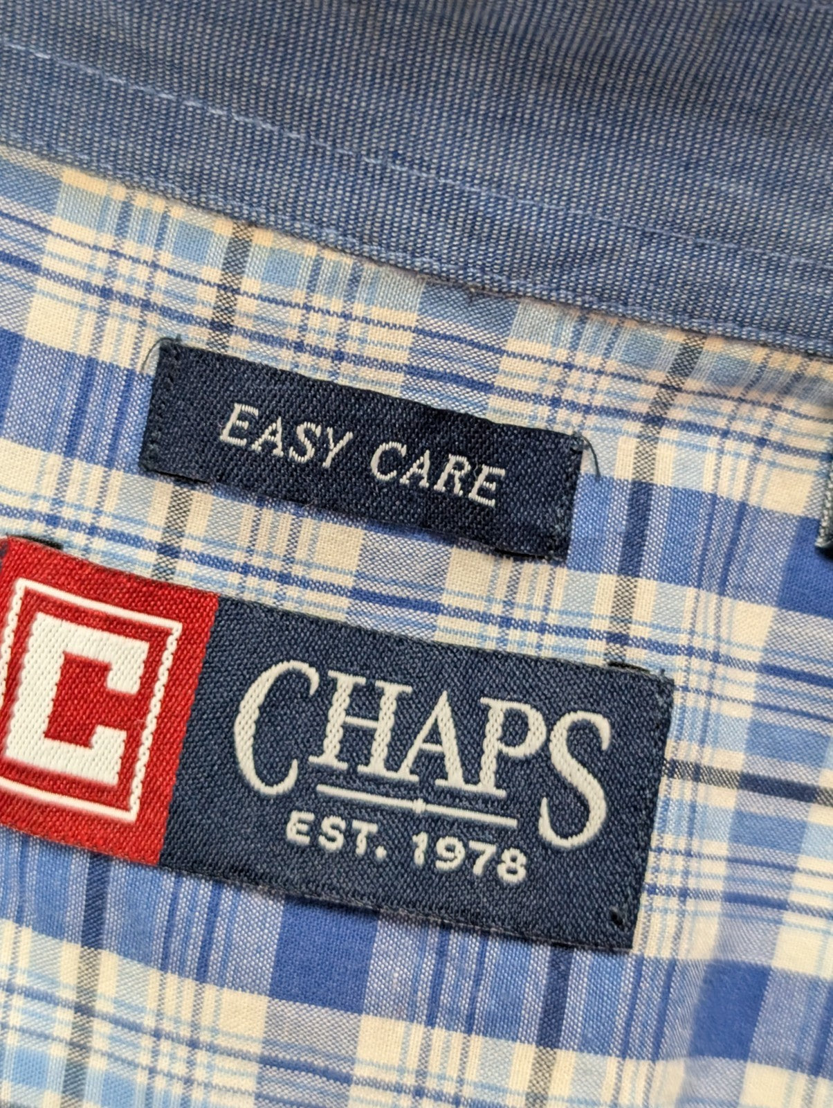 Chemise Chaps manches courtes bleu à carreaux taille L #229msch