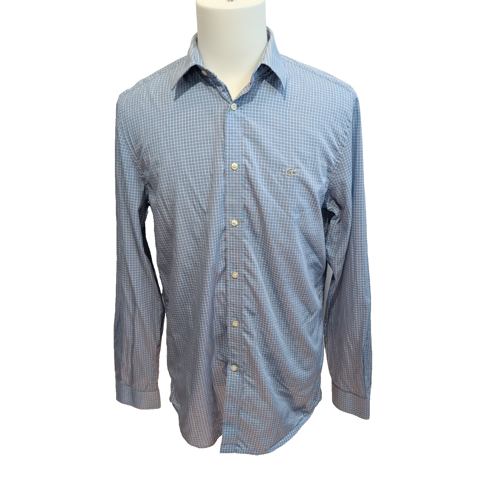 Chemise Lacoste Bleue À Carreaux Regular Fit FR 41 M Manches Longues