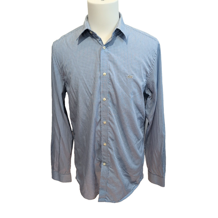 Chemise Lacoste Bleue À Carreaux Regular Fit FR 41 M Manches Longues