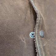 Vintage Pioneer Wear Suede Leather Shearling 44L Brown Western USA |47c