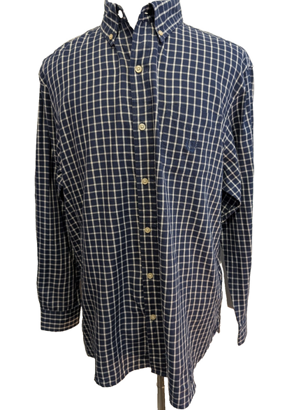 👕 CHEMISE CHAPS EASY CARE TWILL XL (TG) CARREAUX BLEU MARINE 60% COTON