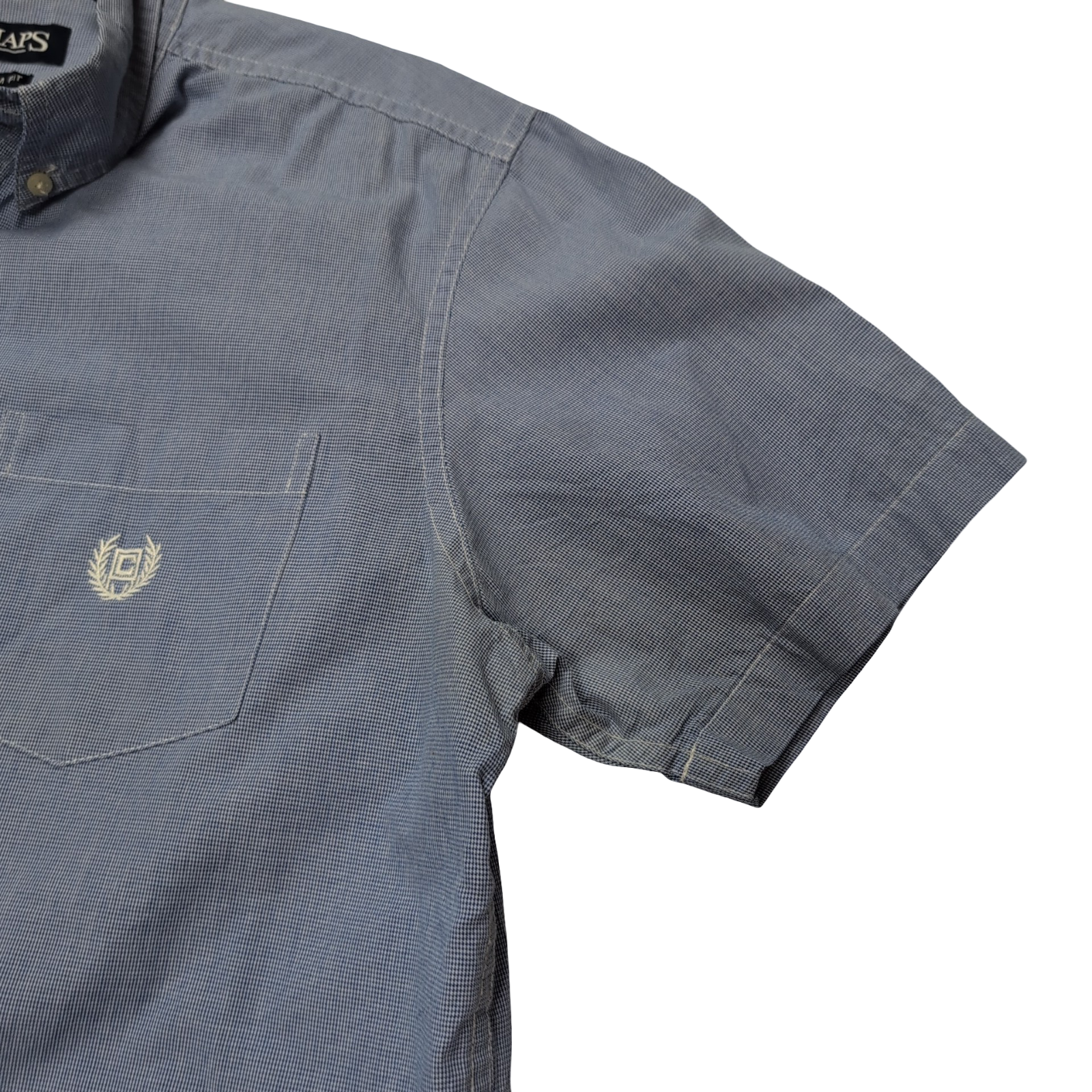 Chemise CHAPS bleue unie 1 poche manches courtes taille L homme