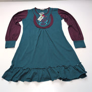 Robe Kéawa XL Verte Bordeaux Manches Longues Brodée Neuve Étiquette