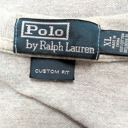 Polo Ralph Lauren Homme XL Gris Logo Bleu Marine Polo Manches Courtes