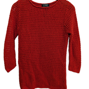 Pull femme LAUREN Ralph Lauren orange maille ajourée crochet coton taille M