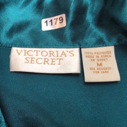 Chemise de nuit Victoria’s Secret M satin vert foncé lingerie vintage