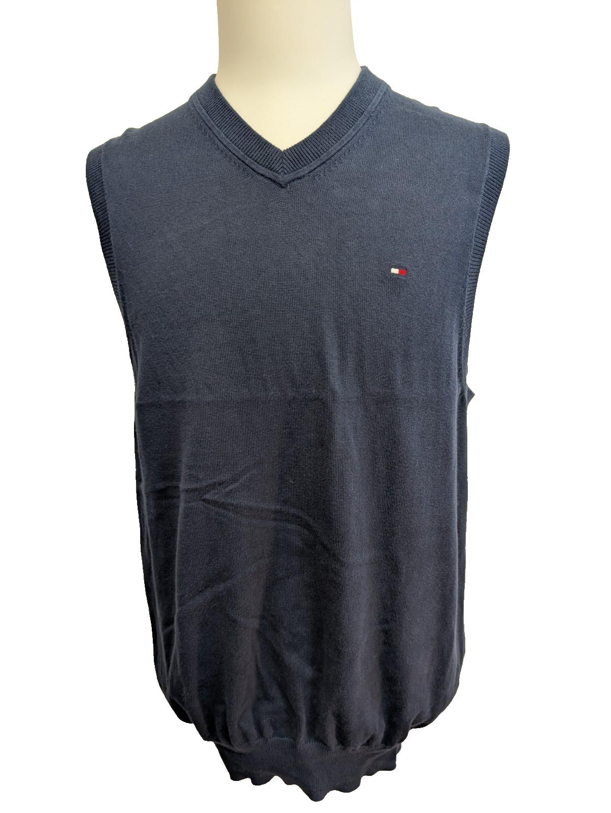 Pull Sans Manche TOMMY HILFIGER 100% PIMA COTTON Bleu Marine Taille M Neuf