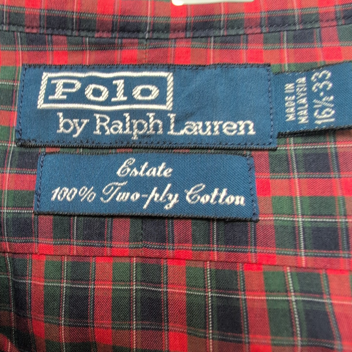 Chemise Polo Ralph Lauren Estate Rouge L XL Two Ply Cotton Carreaux Sans Logo