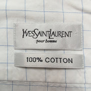 Chemise YVES SAINT LAURENT L Blanche Carreaux Bleus 100% Coton Logo Rose