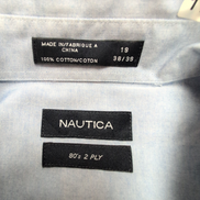Chemise Nautica 80's 2 Ply Bleu Clair 3XL 4XL Coton manches longues