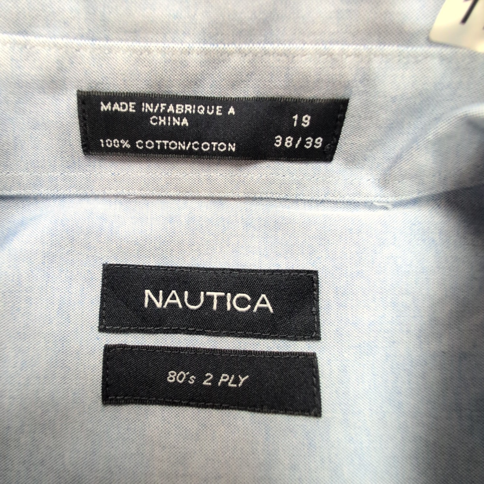 Chemise Nautica 80's 2 Ply Bleu Clair 3XL 4XL Coton manches longues