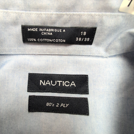 Chemise Nautica 80's 2 Ply Bleu Clair 3XL 4XL Coton manches longues