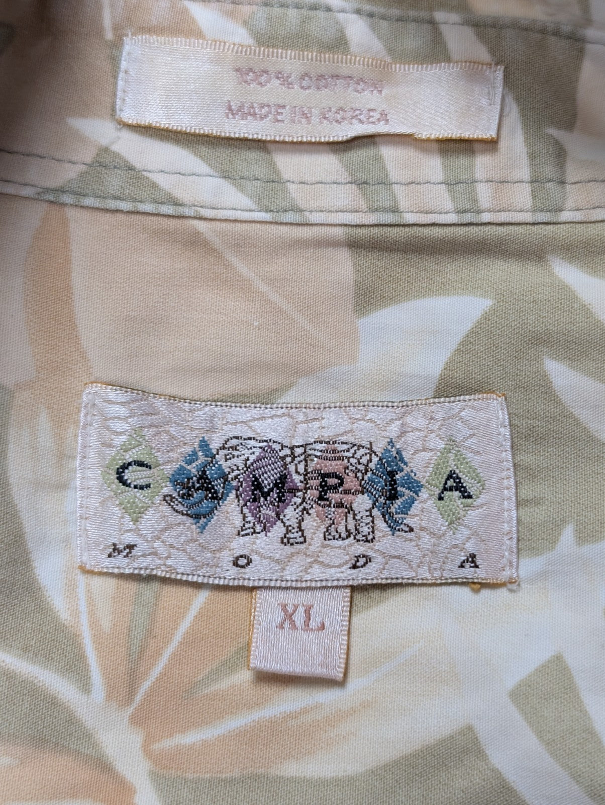 Chemise hawaïenne Campia Moda feuillage manches courtes taille XL #694 hawaienne