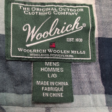 Woolrich chemise manches courtes kaki rayures coton organique taille L