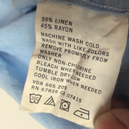 Chemise Nautica L Bleu Clair Rayonne Lin Manches Courtes Logo Brodé Vintage