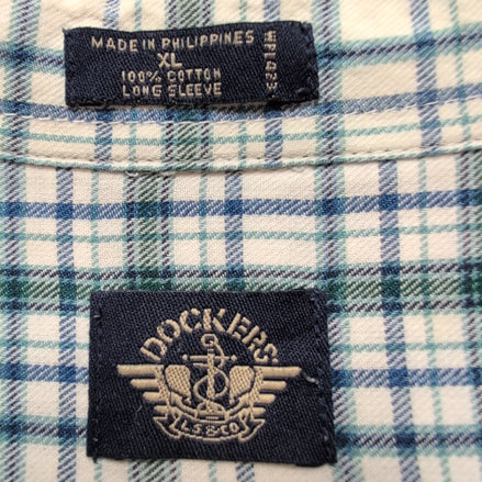 Chemise Dockers verte à carreaux 100% coton manches longues 1 poche XL XXL