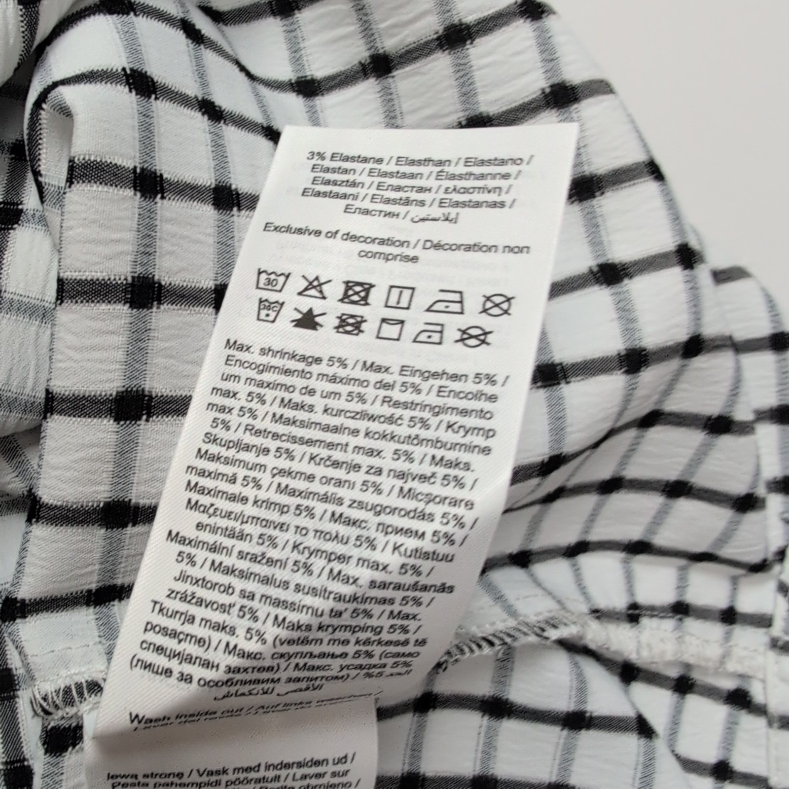 Haut Vero Moda Femme S Blanc Carreaux Noirs Manches Poète Neuf