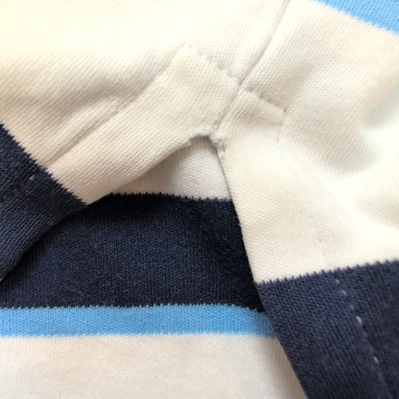 Polo Ralph Lauren Homme L Blanc Rayures Bleu Logo Rouge Manches Courtes