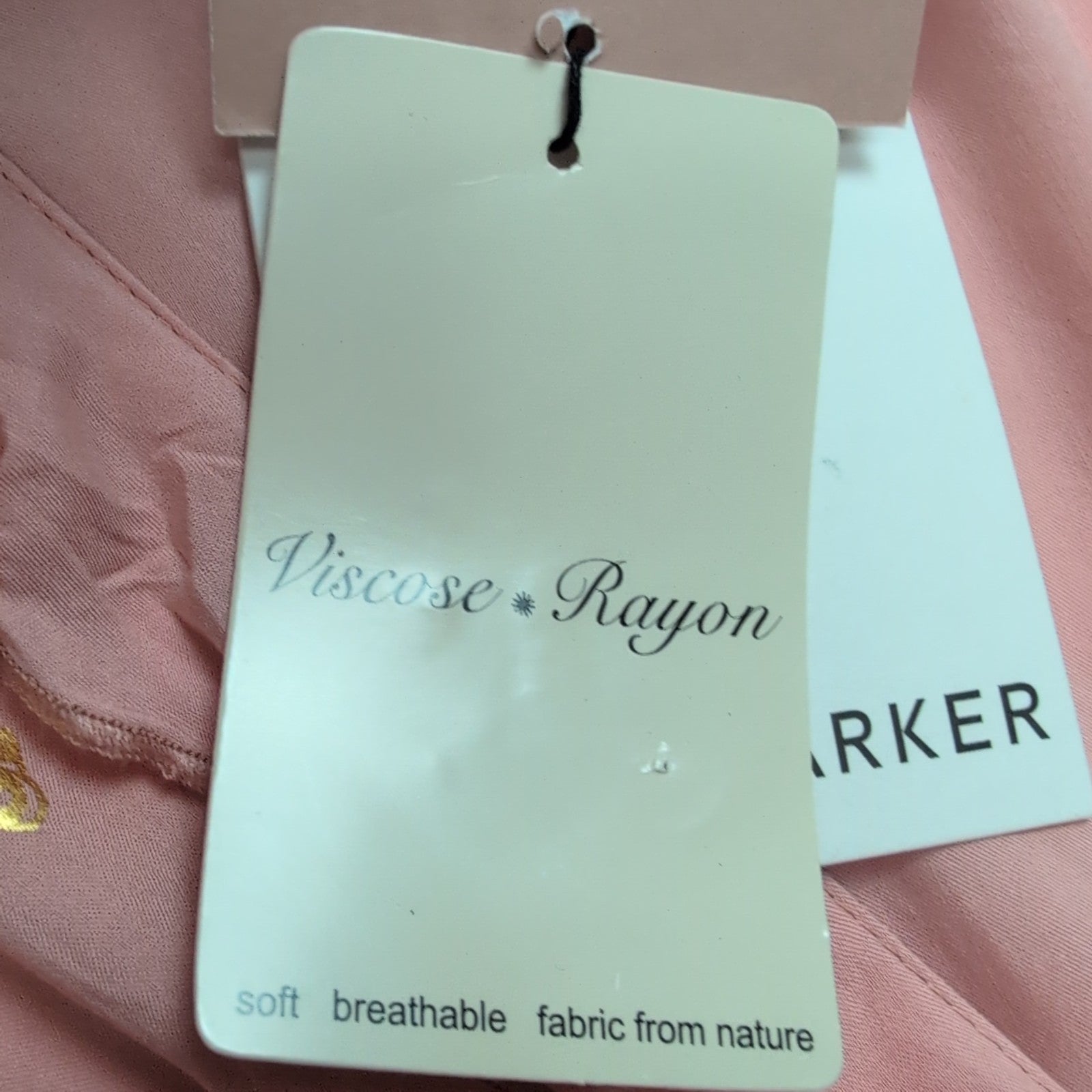 Blouse Alex & Parker Femme M Rose Saumon Papillons Dorés Cache-Cœur Neuve