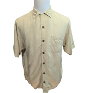 Chemise Hawaïenne Tommy Bahama S 100% Soie Jaune Pâle Palmier manches courtes