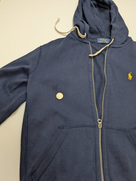 Polo Ralph Lauren Veste Hoodie Capuche Zippée Bleu Marine S Logo Jaune