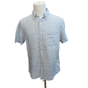 Chemise Abercrombie & Fitch 100% Lin Bleu Rayures Manches Courtes Taille M