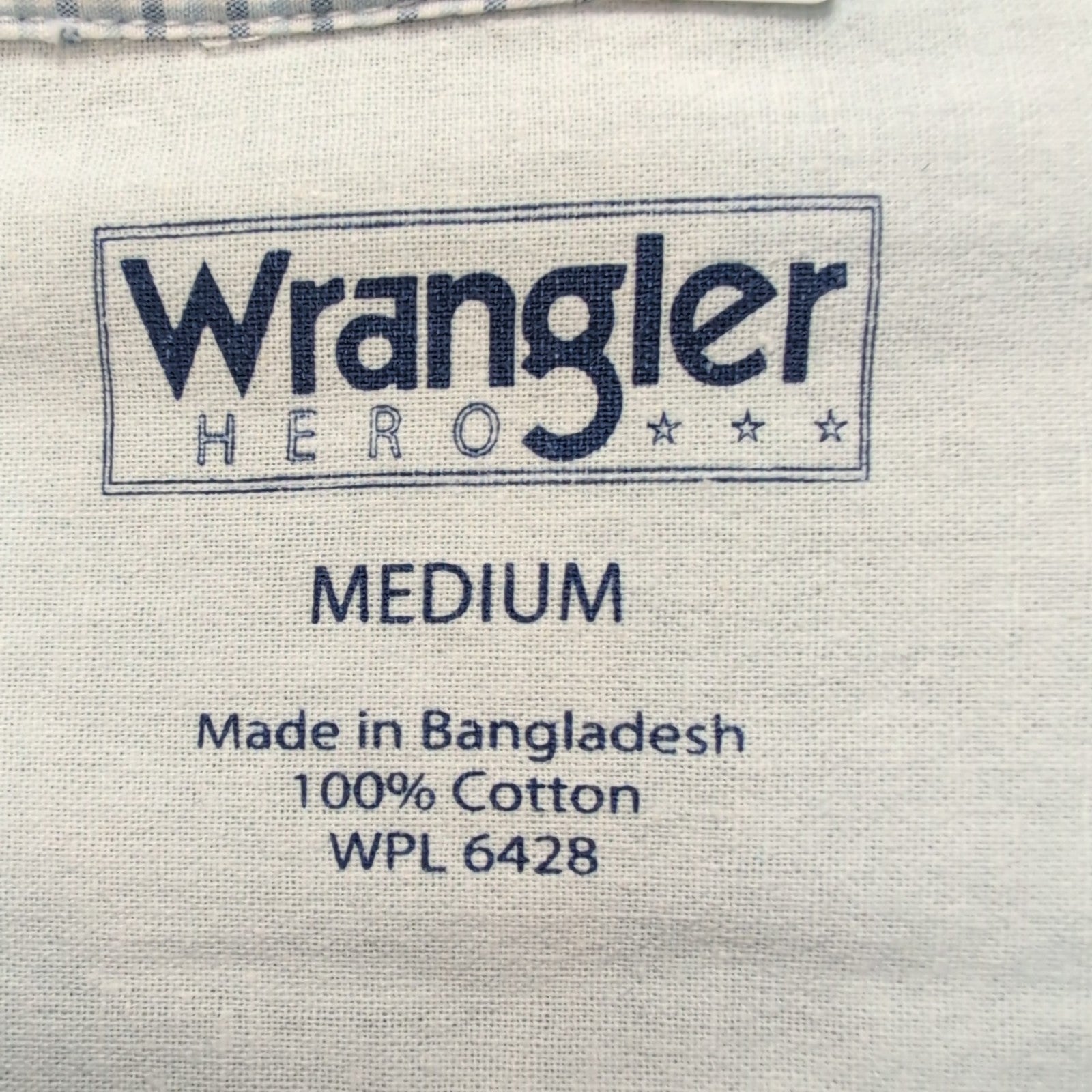 Chemise Wrangler Hero bleue à petits carreaux manches courtes à poche taille M