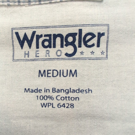 Chemise Wrangler Hero bleue à petits carreaux manches courtes à poche taille M