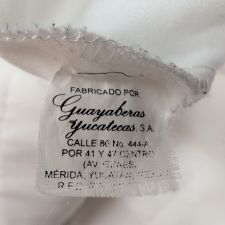 Chemise Guayabera Copacabana Mexico Satin Blanc Cuba Panama M manches courtes